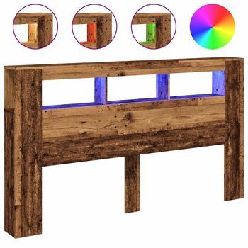 Cabecero Con Led Madera Ingeniería Envejecida 180x18,5x103,5 Cm