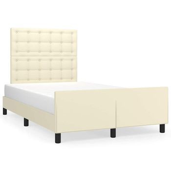 Estructura De Cama Sin Colchón Cuero Sintético Crema 120x200 Cm Vidaxl