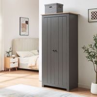 armario ropero trorjam 2 puertas 1 perchero 1 compartimento 175x80x52 cm - grisroble encasa