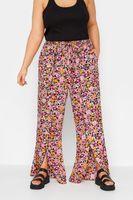 yours pantalones anchos de flores rosas mujer curvy y tallas grandes yours