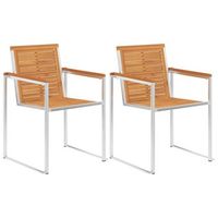 sillas de jardin con cojines 2 uds madera maciza acacia y acero cfw205944