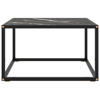 Mesa De Centro Negra Con Vidrio De Mármol Negro 60x60x35 Cm