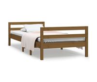 estructura de cama madera maciza de pino marron miel 75x190 cm