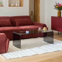 mesa de centro de 110 cm de largo en vidrio templado negro