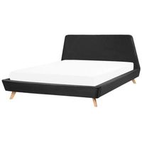 cama doble tapizada negra 180 x 200 cm con estructura y cabecero vienna