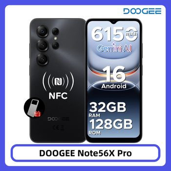 Teléfono Inteligente DOOGEE Note56X Pro, Android 16, 32 GB + 128 GB, Pantalla HD+ de 6.56 Pulgadas, Batería de 6150 mAh, 13 MP + 8 MP, Widevine L1, NFC