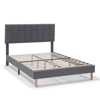 estructura de cama tapizada sorni de 30 cm 90x190 cm gris oscuro