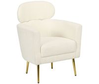 homcom butaca de salon sillon individual silla de ocio tapizado en vellon con reposacabezas y patas de metal para dormitorio oficina habitacion carga 125 kg crema