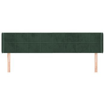 Cabecero Cama Mueble De Dormitorio De Terciopelo Verde Oscuro 163 X 16 X 78/88 Cm Verde M02_0008577