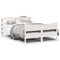 cama matrimonial  cama para adultos  estructura de cama con cabecero madera pino blanco 120x200 cm cfw77521