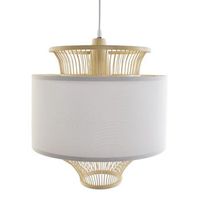 lampara de techo kacey de bambu forma geometrica y pantalla blanca 40 cm diametro x 52 cm altura