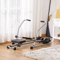 maquina de remo plegable homcom acero abs 129x70x70cm negro y plata