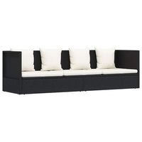 sofa de jardin  sofa de exterior con cojines ratan sintetico negro