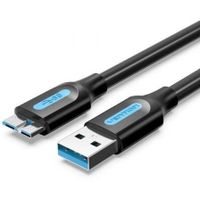 cable usb 30 vention copbf 1m 5gbps 10w micro-b macho doble blindaje negro