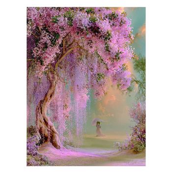 Cuadro con cerezo y pareja en pvc multicolor 15x20 cm
