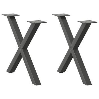 Patas Para Mesa De Centro En Forma De X 2 Uds | Patas Para Mesa Antracita Acero Cfw436823