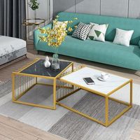 mesa de nido moderna apilable con superficie impermeable en falso marmol facil de montar cfw59170