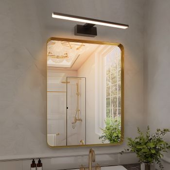 Aigostar Lámpara LED de Espejo 40cm 8W 560LM Lámpara de Baño Amarillo Cálido 4000K Lámpara LED de Pared IP44 230V Luz de Espejo de Baño de Negro Apliques Espejo de Baño