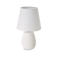 lampara de mesa rustica de ceramica blanca con textura rugosa de o 17x27 cm tulipa de algodon para una luz calida y acogedora en dormitorios o salones con un estilo natural casaseleccion
