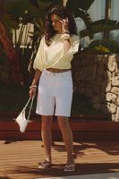 pantalon corto vaquero basico estilo boyfriend blanco
