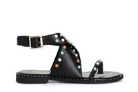 sandalias de dedo de piel con banda cruzada black