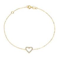 pulsera corazon de oro 9 quilates con circonitas para mujer