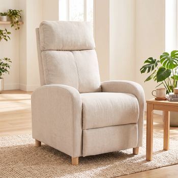 Sillón Reclinable De Lino Homcom 67x87x102 Cm- Beige