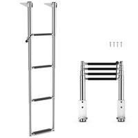 costway escalera telescopica para barcos pontones de 4 escalones antideslizantes escalera plegable de acero inoxidable resistente carga 227 kg
