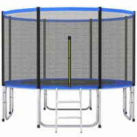 sportnow cama elastica exterior o366 cm trampolin para ninos con red de seguridad escalera y acolchado de muelles azul