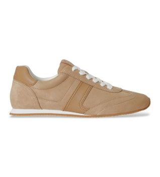Lauren Ralph Lauren para mujer. 802P15837001 Zapatillas Dani de ante y piel beige (41), Plano, Cordones, Casual