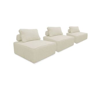Sofá modular de pana, 3 plazas, lao, crema, 90x90x40 cm