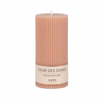 Vela perfumada estriada color rosa Alt. 15 cm