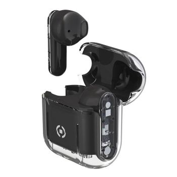 Auriculares Celly SHEER inalámbricos True Wireless Stereo con micrófono y carga rápida, negros transparentes