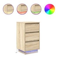 mesita de noche  mesilla de noche con luces led roble sonoma 38x34x65 cm