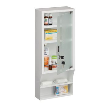 Botiquín Con Cerradura Y Puerta De Cristal Blanco