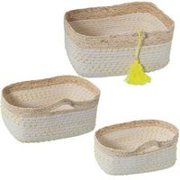 set 3 cestos natural y amarillo