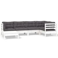 muebles de jardin 6 pzas con cojines blanco madera maciza pino vidaxl