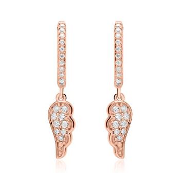 Chapado en oro rosa De aros alas 925 plata circonita