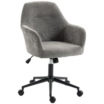 HOMCOM Silla de Oficina de Chenilla con Ruedas Función Basculante Altura Ajustable y Acolchado Grueso Gris   Aosom España