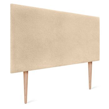 Dhome Cabecero Acabado Toalla Soft Tapizado Liso Con Patas Tejido Suave Para Pared Acústicos Cabeceros Absorbentes (100cm, 8cm - 125 Al. - Beige)