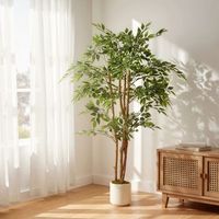 ficus artificial de peva pp cemento homcom 65x65x150 cm verde