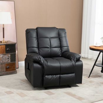 Sillón De Masaje Reclinable De Pu Acero Homcom 94x99x99 Cm Negro
