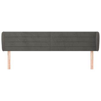 Cabecero Cama Mueble De Dormitorio De Terciopelo Oscuro 163 X 23 X 78/88 Cm Gris M02_0008237