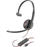 poly blackwire 3210 auricular monaural usb-c negro  adaptador de usb-c a usb-a