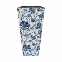 paraguero rectangular floral de mdf y lona blanco y azul