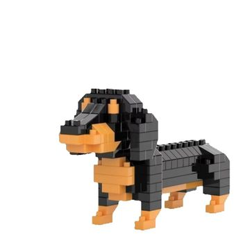 Mini juguete de bloques de construcción de perro salchicha para adultos y niños: diseño detallado y realista, juego de construcción divertido y educativo