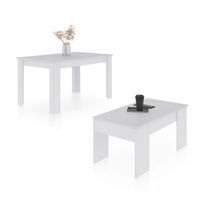pack mesa de comedor 140 y mesa de centro vita blanco artik blanco mate 140 x 78 x 90 cm