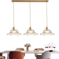 lampara colgante vintage de cristal prensado con diseno de hoja de loto arana de techo de laton para comedor hotel isla de cocina
