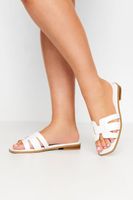sandalia mule plana blanca en ancho especial