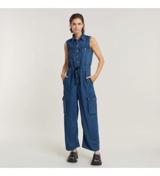 G-Star para mujer. D24397-D548-G645 Mono Soft Utility azul (M), Casual, Sin mangas / Tirantes, Lyocell